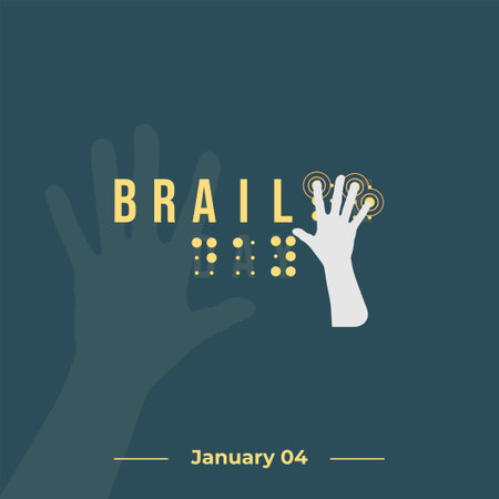 World Braille Day with Hand fingering letters. Good template for Braille Day design.のイラスト素材