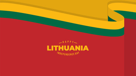 red color with yellow and green flat background design for Lithuana Independence day. Good template for Lithuania Independence or national day.のイラスト素材