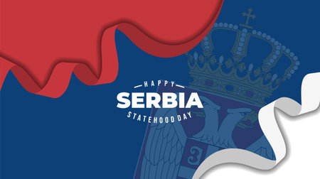 Red, Blue, and white abstract background for Serbia Statehood Day design.のイラスト素材
