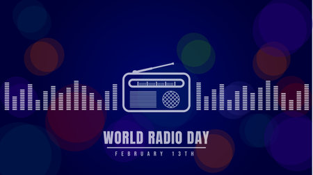 Lighting abstract background with radio and frequency design. good template for world radio day design.のイラスト素材