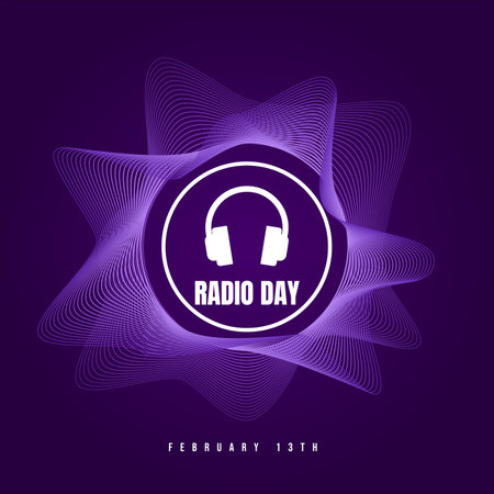 Headphone icon design with audio wave vector illustration. Good template for world radio or music day design.のイラスト素材