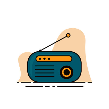 Cartoon Radio flat design. Good template for radio or musical design.のイラスト素材