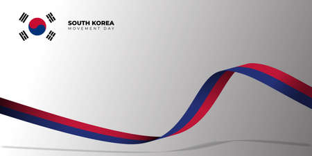 South Korea Independence movement day. waving Red and blue banner design. good template for South Korean national day design.のイラスト素材