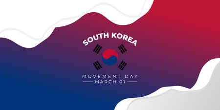 South Korea Independence movement day. Red and blue liquid background design. good template for South Korean national day design.のイラスト素材