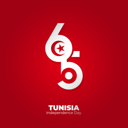 65th Tunisia Independence Day design. typography number of 65. Tunisian national day.のイラスト素材