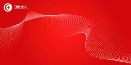 Red and white line art background with tunisian flag design. Good template for Tunisia Independence day design.のイラスト素材