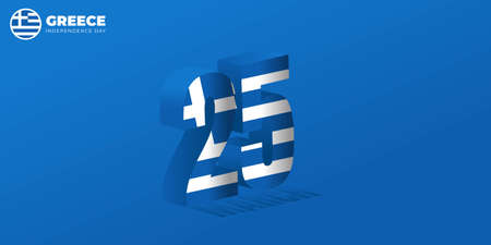 Typography number of 25 with 3d illustration for 25 march when celebrate of greece independence day. Good template for Greece Independence day design.のイラスト素材