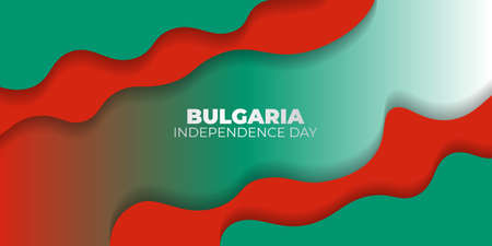 Red green paper cut background design. good template for Bulgaria Independence Day or Liberation Day design.のイラスト素材
