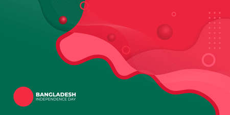Bangladesh Independence day with Green and red background design. also good template for social media post.のイラスト素材
