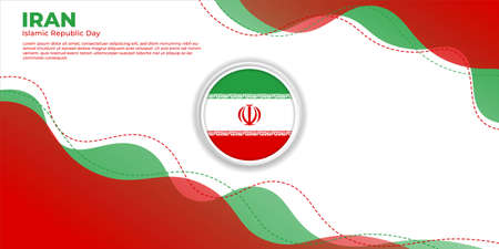 Islamic Republic Day of Iran vector illustration. Red and green abstract background design. Good template for Iran National Day design.のイラスト素材