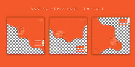 Set of social media post template with orange design. simple social media template design. good template for web banner design.のイラスト素材