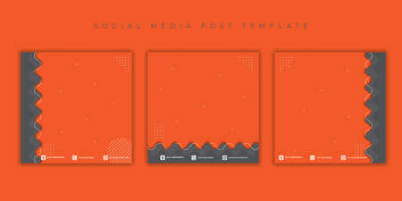 Set of social media post template with orange design. simple wave social media template design. good template for web banner design.のイラスト素材