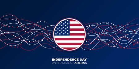 Happy Independence day for United State of America with red and blue abstract background and american emblem flag. Good template for U.S.A Independence Day design.のイラスト素材