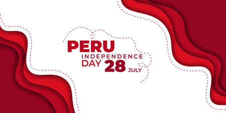 Peru Independence day with Red and White paper cut design. Good template for Peru National dayのイラスト素材
