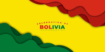 Bolivia Independence Day design with paper cut of red and green colors. good template for Bolivia National Day design.のイラスト素材