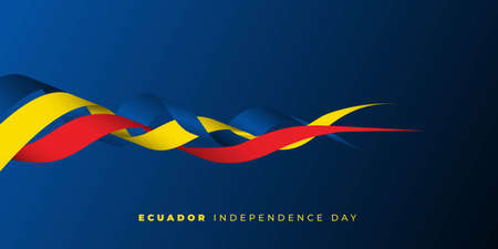 Ecuador Independence Day with waving ribbon design. good template for Ecuador National Day design.のイラスト素材