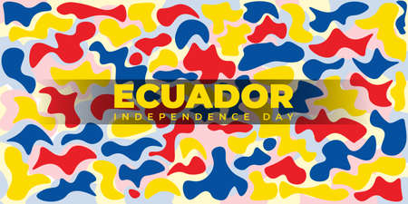 Ecuador Independence Day with yellow blue and red painting background design. good template for Ecuador National Day design.のイラスト素材