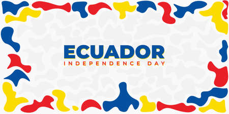 Ecuador Independence Day with yellow blue and red painting design. good template for Ecuador National Day design.のイラスト素材
