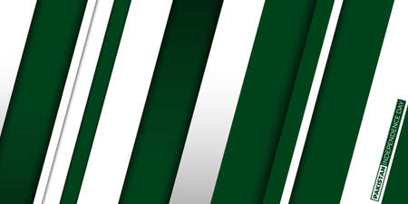 Pakistan Independence Day with Geometric green and white background design. Good template for Pakistan National Day design.のイラスト素材