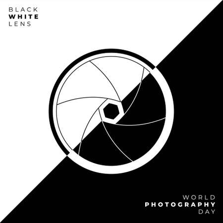 Black and white Camera Shutter design. good template for  Photography design.のイラスト素材