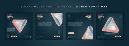 Set of social media post template. World Youth Day social media template with grunge triangle and...