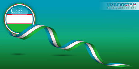 Uzbekistan independence day background with Uzbekistan circle flag and Uzbekistan flag design. Good template for Uzbekistan national day or independence day design.のイラスト素材