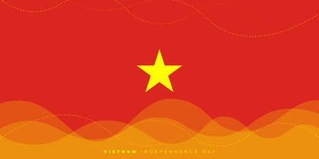 Red yellow background with yellow star design for Vietnam flag. Good template for Vietnam national day or independence day design.のイラスト素材