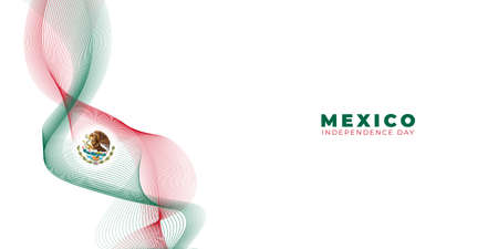 flying green and red lines on white background. Good template for Mexico Independence day or national day design.のイラスト素材