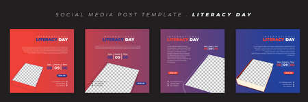 Set of Social media post template. International Literacy day template design. good template for...