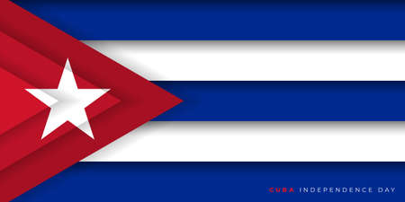 Cuba Paper cut flag design. Cuba Independence day design. Good template for Cuba national day or Independence day design.のイラスト素材