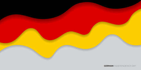 Black, red, and yellow paper cut design. Germany text mean is German Independence day. Good template for German independence day or national day design.のイラスト素材