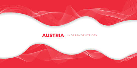 Red and white abstract background with simple paper cut design. Good template for Austria Independence day or National day design.のイラスト素材