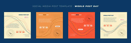 Social media post template design. World Post day template with Postage stamp design. Good template for web banner design.のイラスト素材