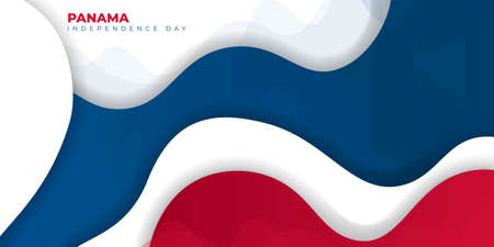Waving Red, blue, and white abstract background. Panama Independence day background. good template for Panama National holiday design.のイラスト素材