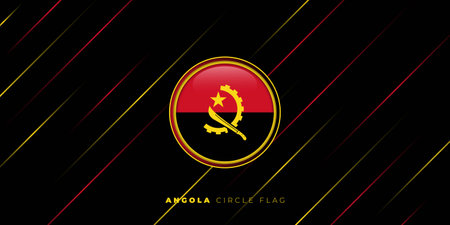 Angola Circle flag design with yellow and red light lines. Angola Independence day background. Good template for Angola National Event design.のイラスト素材