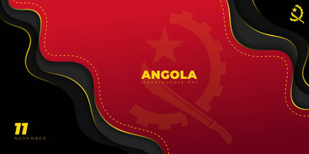 Red and black Abstract background with machete and gear for angola flag design. Angola Independence day background. Good template for Angola National Event design.のイラスト素材