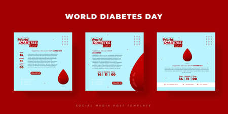 Set of Social media post template. World Diabetes day template design. Social media post template with Blood design. good template for online advertisement design.のイラスト素材