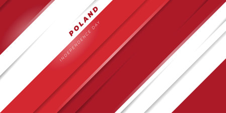 Red and white geometric background. Poland Independence day design. Good template for Poland National event design.のイラスト素材