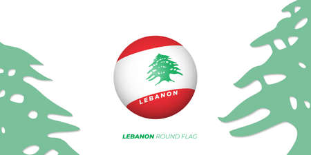Lebanon Round flag design. Lebanon Independence day template. Also good template for Lebanon National Day design.のイラスト素材