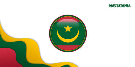 Mauritania Circle flag with simple paper cut background. Mauritania Independence Day template design. Good template for Mauritania national day design.のイラスト素材