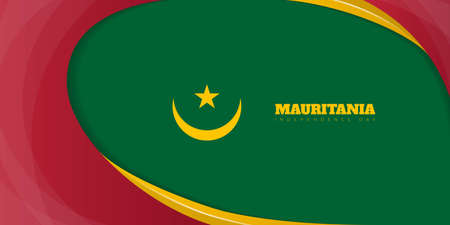 Simple Green, red and yellow Abstract background. Mauritania Independence Day template design. Good template for Mauritania national day design.のイラスト素材