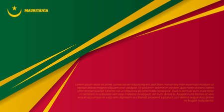 Green, red and yellow geometric abstract background. Mauritania Independence Day template design. Good template for Mauritania national day design.のイラスト素材