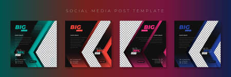 Set of social media post template with multicolor choice design. Good template for online advertisement design.のイラスト素材