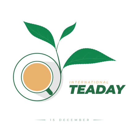 Logo design for International Tea day with tea leaf and cup design. Good template for Tea design.のイラスト素材