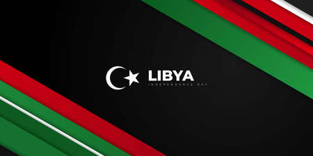 Black, red, and green geometric background. Libya Independence day template design. Good template for libya National day design.のイラスト素材