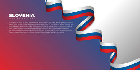 Waving Slovenia flag design. Slovenia Independence day template design. Also good template for Slovenia National day design.のイラスト素材