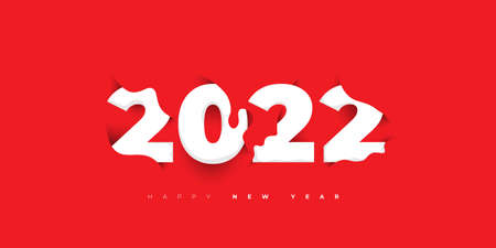 Typography number of 2022 for year 2022 with red background. Happy new year background template design. good template for new year design.のイラスト素材