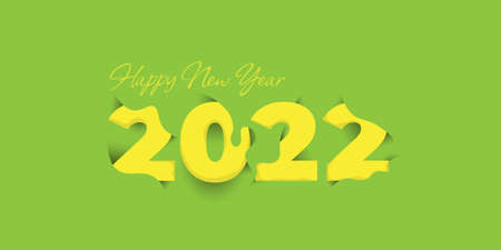 Typography of 2022 for year 2022 with green and yellow color design. good template for new year design.のイラスト素材