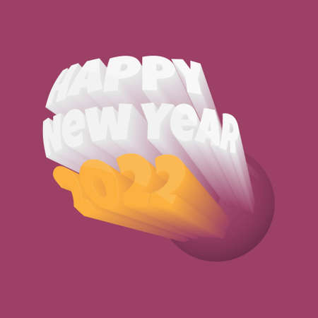 3D Typography of Happy new year 2022 with text emerges from circle. Good template for new year design.のイラスト素材