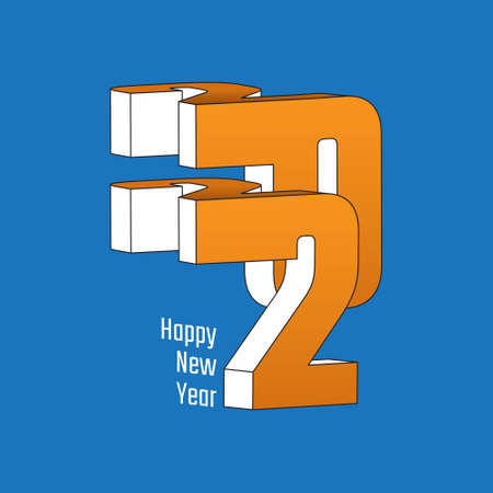 3D Typography number of 2022 with linked number design. Happy new year 2022 design templateのイラスト素材